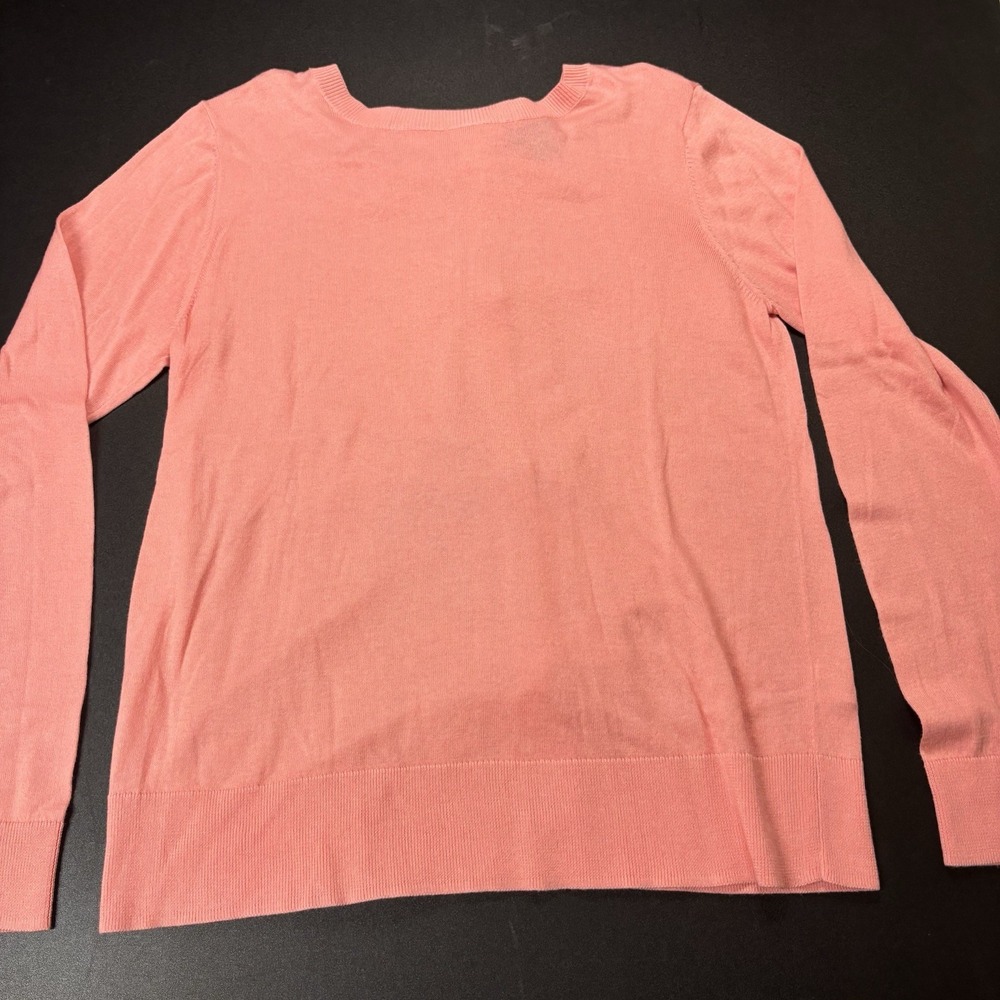 Halogen Womens Bow Back Long Sleeves Sweater Coral Pink Cotton Size Large